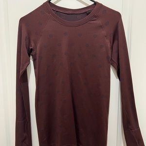 Burgundy Lululemon Swiftly Tech Long Sleeve Shirt with Lululemon Logo Print
